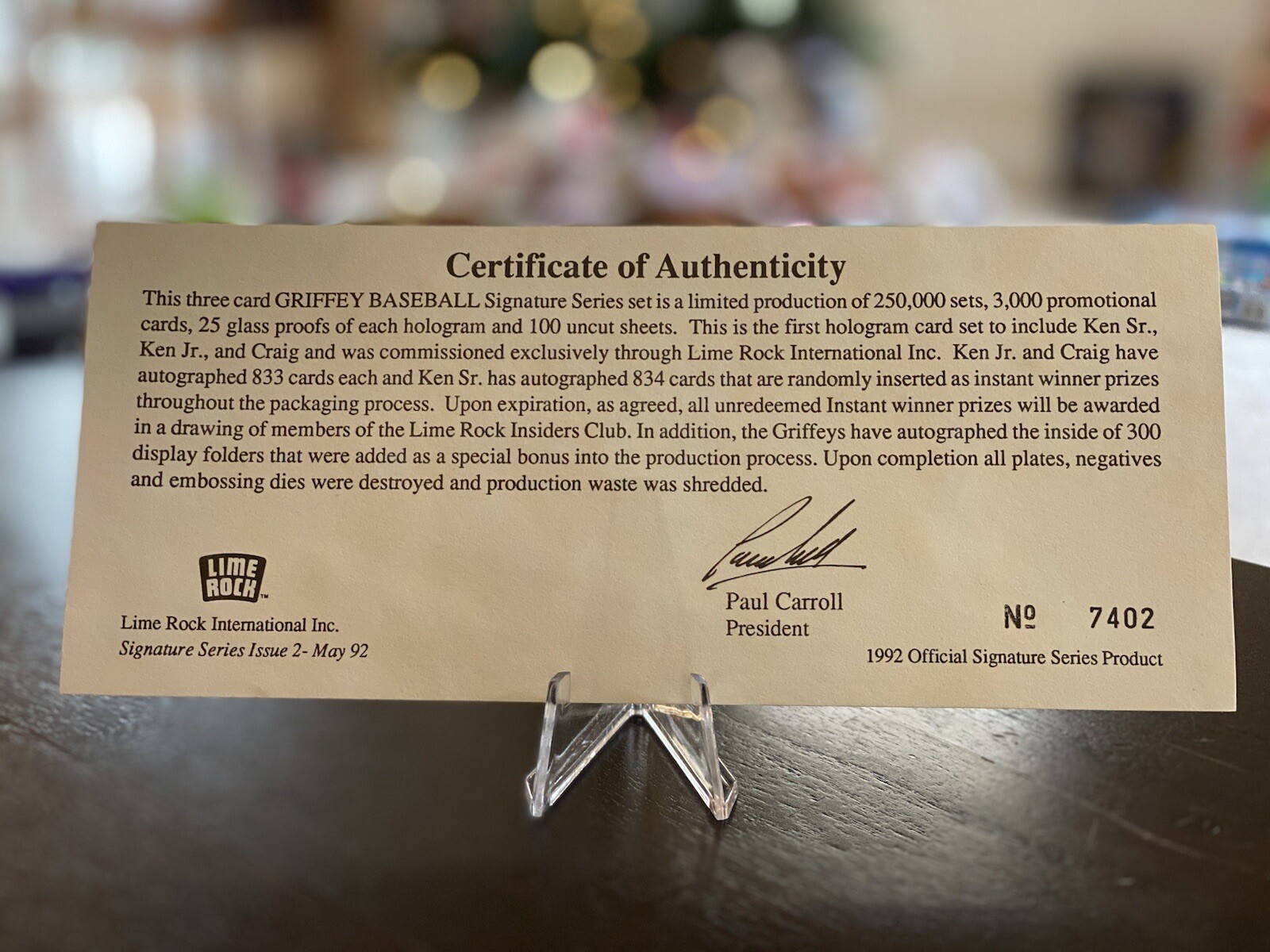 Major League Baseball 1992 Ken Griffey JR Baseball Hologram Cards Lime