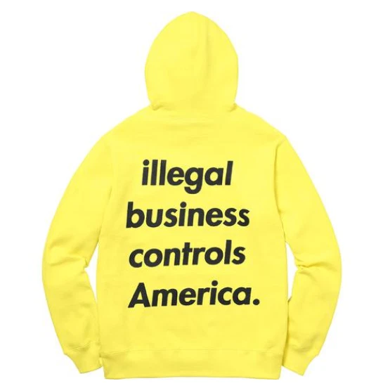Sweat shirt à capuche Supreme Illegal Business citron neuf taille Petit SS18 à la main