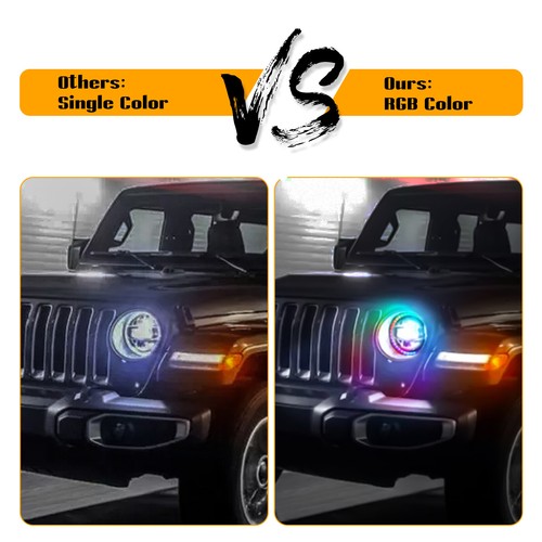 For Jeep Wrangler JL Gladiator JT 9" RGB Halo LED Headlights + Fog Lights Combo - Picture 10 of 19