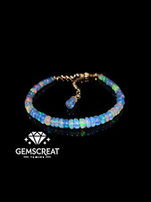 Natural Ethiopian Wello Fire Opal Gemstone Fire Beads 7.5"Bracelet Opal Jewelry