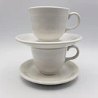 4pc Fiestaware White Coffee Cup & Saucer Vintage Fiesta HLC