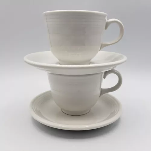 4pc Fiestaware White Coffee Cup & Saucer Vintage Fiesta HLC