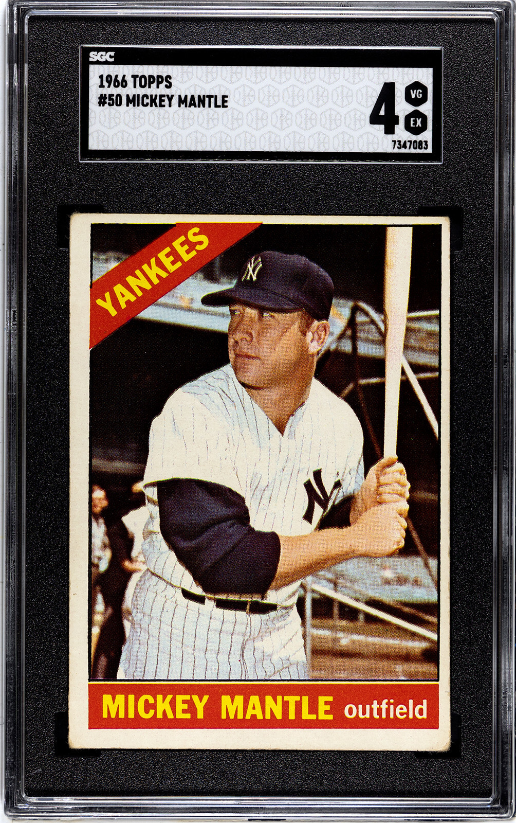 1966 Topps Baseball #50 - Mickey Mantle New York Yankees HOF SGC Graded 4 Card