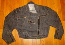 VTG 80s IIT International Image Trend MOTORCYCLE Denim Jacket Jean Crop M L T125
