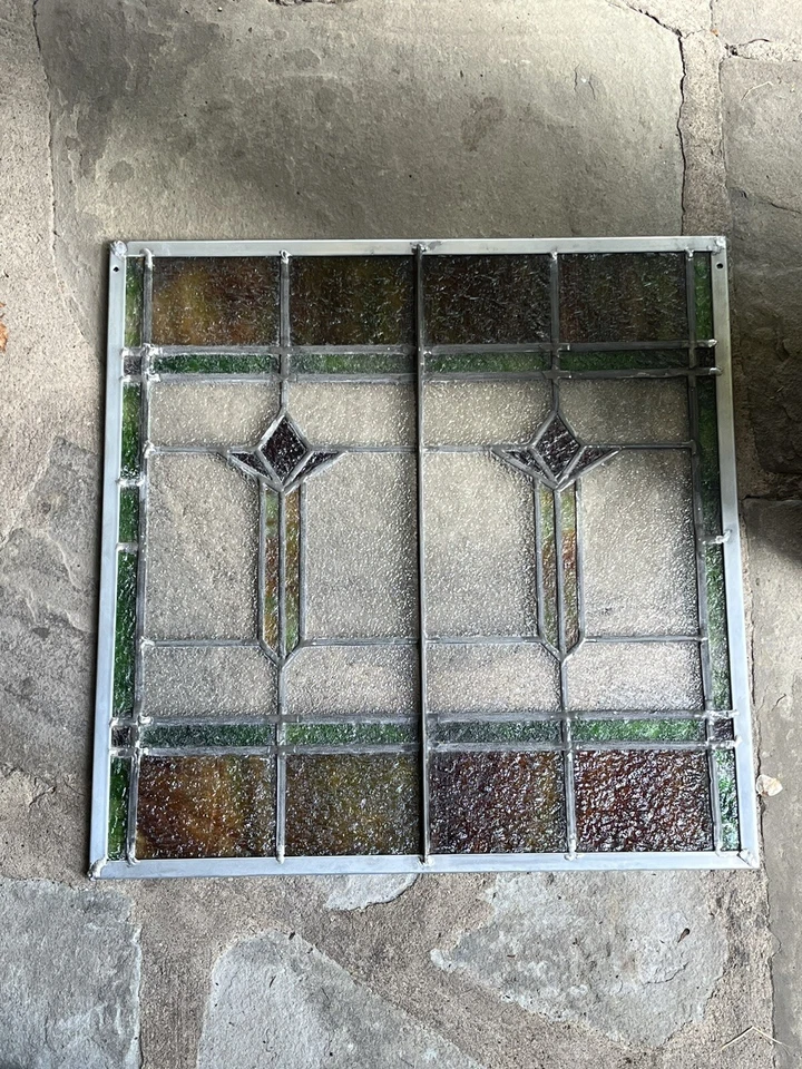 RESTORED ANTIQUE LEADED STAINED GLASS WINDOW, MINER'S PATCH HOUSE 1930s - Image 3 of 4