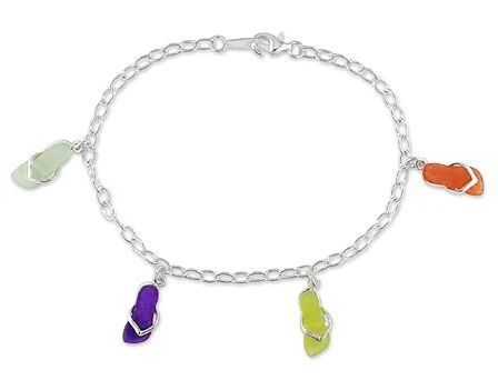 Pulsera estación sandalias jade multicolor plata esterlina Amour - 6,5"