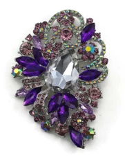 Purple Fancy Austrian Rhinestone Crystal Wonderful Wedding Brooch Pin PN 33582