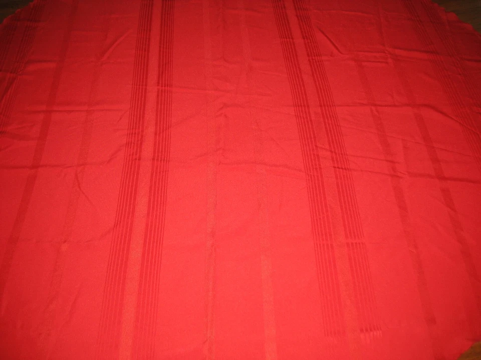 70" Round Red on Red Stripe DesignTablecloth, Polyester Surged Edges - Image 4 of 4