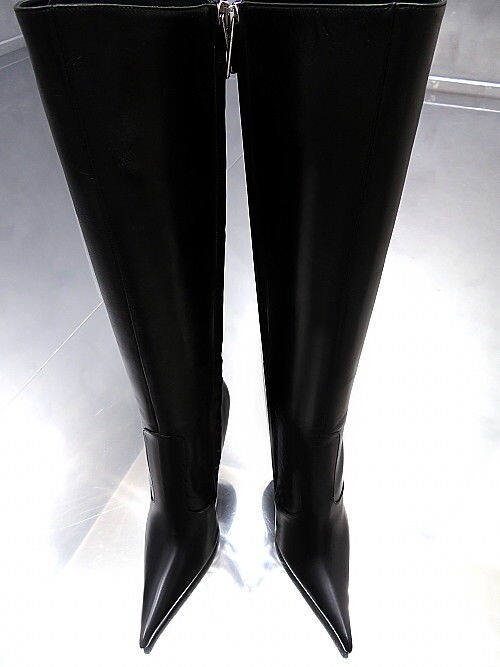Bottes En Cuir Nappa Italien 1969 Made In Italy - Talons Hauts Pointus Noir Taille 36 - Neuf Avec Emballage