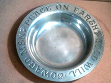 Collectors Plate Teleflora Pewter Peace On Earth Good WIll Toward Men 9" VTG