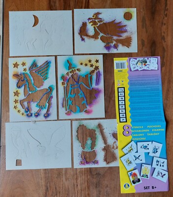Color Workshop ~ Set A+ ~ 6 Schablonen für Blowpens Blopen Märchen Hexe Einhorn