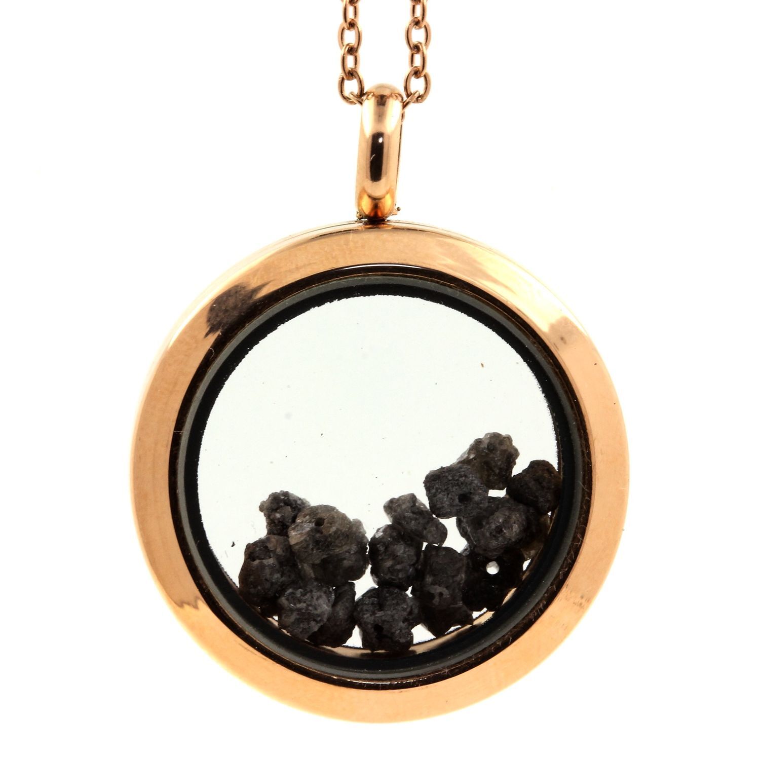 Collier Diamant Gris Brut de 20mm en Or Rose 18k Joaillerie