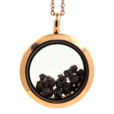 Collier Médaillon Diamant Brun Brut 25mm - Couleur Or, Marque A Bijoux - Neuf