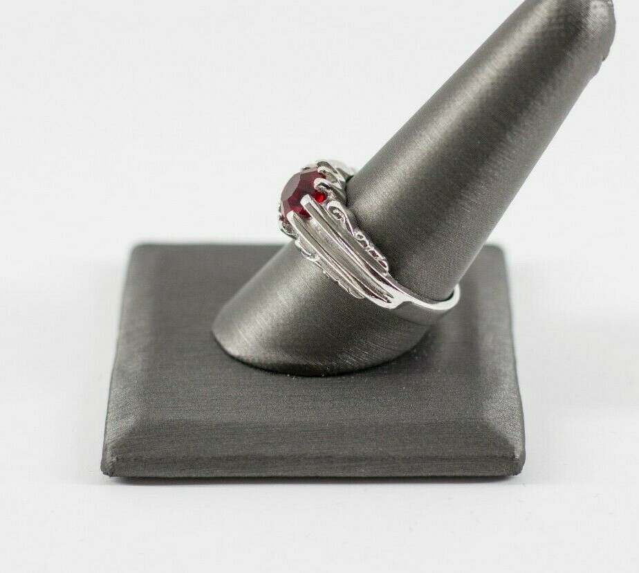 SETA~925 Sterling Silver -Statement Ring with Red… - image 4