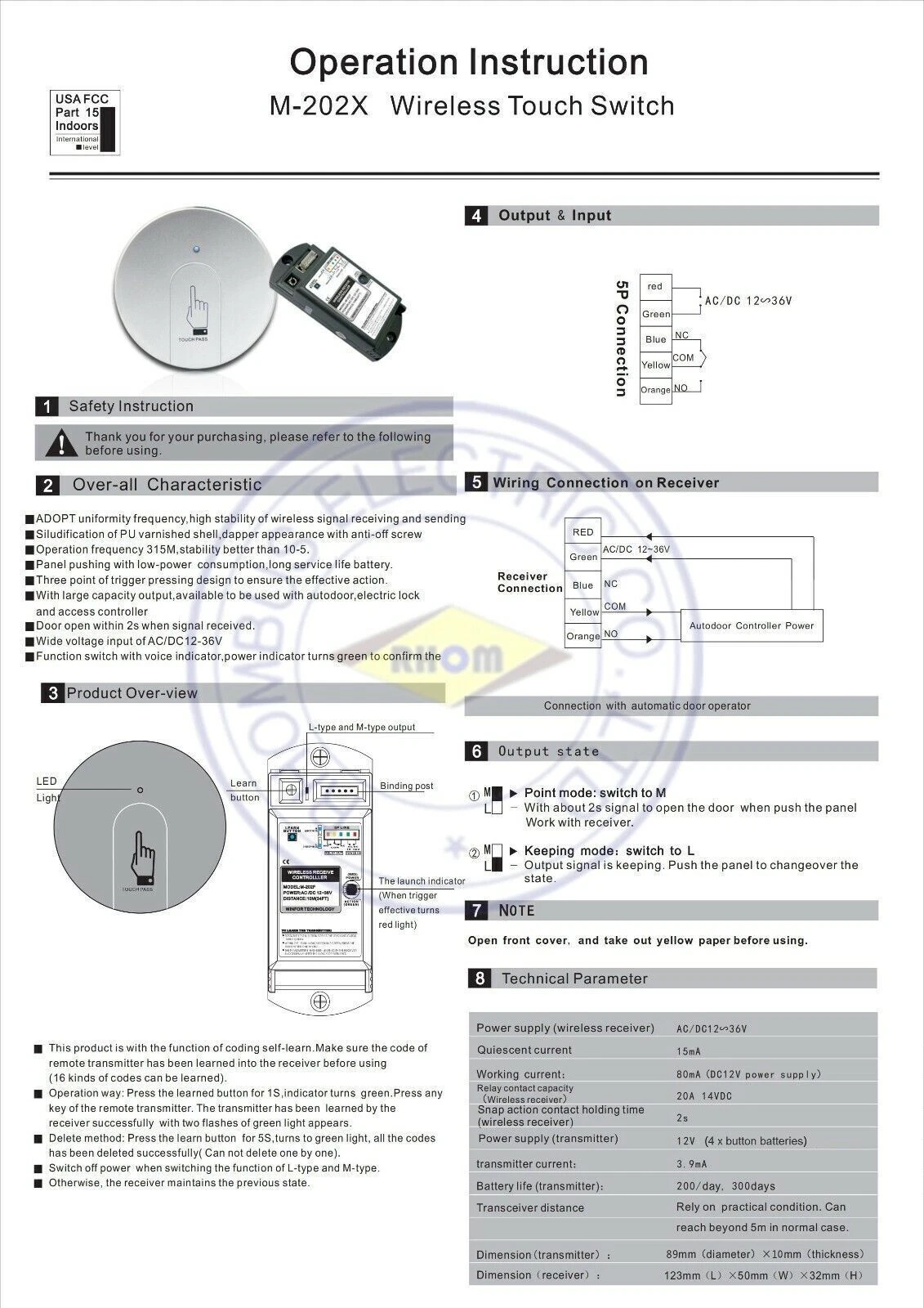 Wireless Remote Control Switch System 12V 1CH Transmitter&Receiver Access 315MHz - Picture 5 of 8