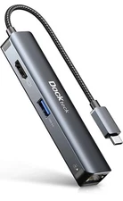 USB C Hub Ethernet, Dockteck 5 in 1 USB-C Hub Multiport Adapter w/ USB C , New