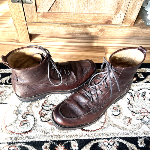 FRYE Mokassinnaht Braun Leder Mittelhohe Spitze Stiefel - Herren 9,5-D Hergestellt in Mexiko - Bild 6 von 24