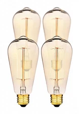 Deneve 4-Pack Edison 60w Antique ST64 Squirrel Cage Filament Lights Bulb Lamp