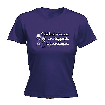 I Drink Wine Because Punching People MENS T-SHIRT tee birthday gift booze funny