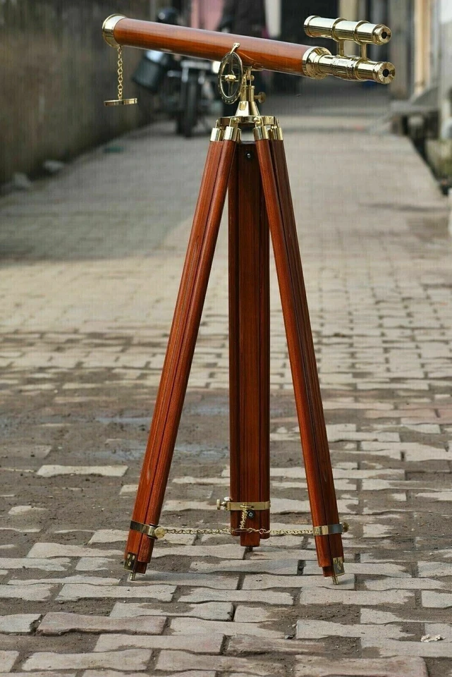 Antique Solid Brass Double Barrel Floor Standing Maritime Style Telescope Gift - Image 4 of 4