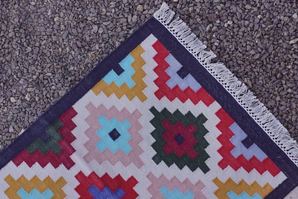 Rugmoda Vibrant Multi-Colored Patchwork Cotton Rug – 2x5 Feet - Image 4 of 4