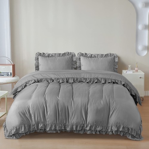 Luxury Ruffled Frill Duvet Quilt Cover Bedding Set Single Double King Size - Picture 22 of 46