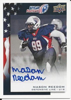2014 Upper Deck USA Football Auto Card Mason Reedom DL U18 Arlington Seguin HS 