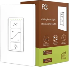 USED Ceiling Fan & Dimmer Wall Switch, 2 in 1 Light and Fan  Light Switch