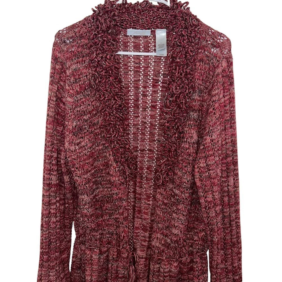 Cárdigan de punto abierto con flecos rojos para mujer JH Collectibles talla 1X Foto 3 de 4