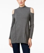 Style Co Women's New Cold Shoulder Mock Turtleneck Steel Grey Heather Size XS