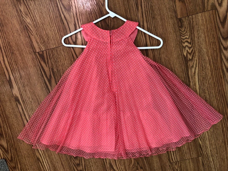 Jessica Ann девочек чистый персиковый оранжевый белый горошек платье размер 5 - Изображение 4 из 4