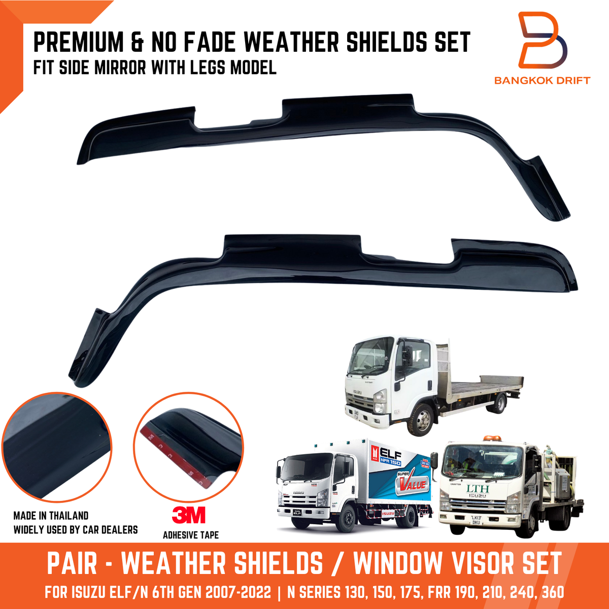 WIND SHIELD WEATHER GUARD RAIN VISOR For ISUZU ELF150 175