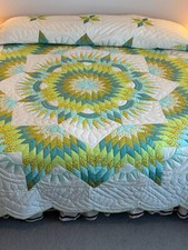 Tropical Broken Twinkling Star Patchwork Amish Quilt 104x115