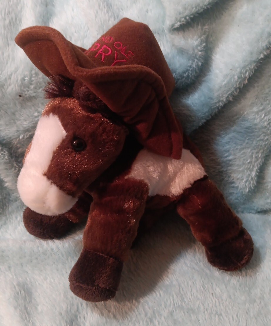 PONY Cappello da cowboy bianco Grand Ole Opry Aurora peluche cavallo Mini Flopsies marrone