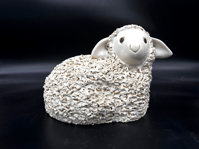 Vintage Textured Popcorn Lamb Sheep Figural Hand Made Art Pottery