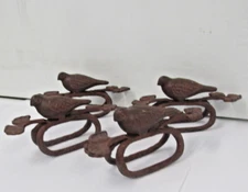VINTAGE 4 LOT BIRD PERCHING ON A TREE BRANCH  NAPKIN HOLDER METAL BROWN COLOR