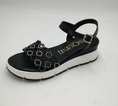 PASQUINI Sandalen Frauen Leder Schwarz mit Strass 2876-260