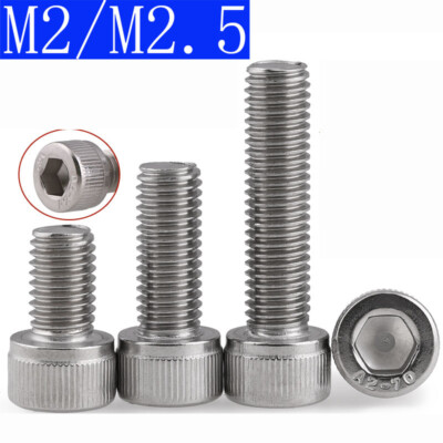 M2 x 0.4 / M2.5 x 0.45 304 Stainless Steel SOCKET HEAD Caps Screws DIN 912 A2/70