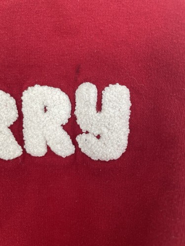 Cat & Jack Toddler Boys Girls Merry Applique Christmas Fleece Sweatshirt Red 4T - Picture 4 of 6