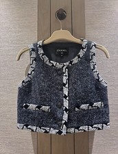 Chanel Fall 2019 Rtw Grey Wool Cashmere Gilet Vest Sz Fr 34 Uk 6 Xs