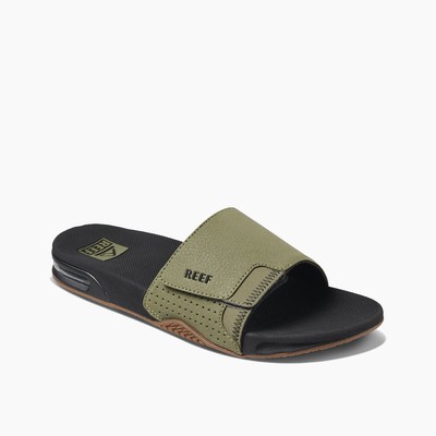 Reef Men's Fanning Slide Bottle Opener Sandals - Olive/Gum NWT | eBay