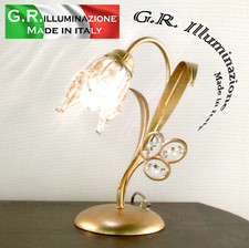 LUMETTO IN FERRO BATTUTO 1 LUCE ORO LAMPADA DA COMODINO CLASSICO MODERNO Sonia