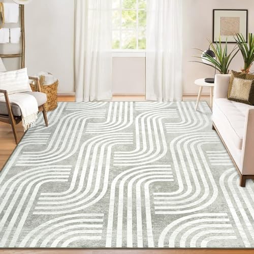 Modern Washable Rugs, 5x7 Living Room Rug Soft Indoor Non Slip Floor Carpet, - Picture 3 of 6