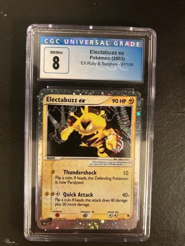 Electabuzz ex 97/109 Ruby and Sapphire Holo Low Pop CGC 8 - Near Mint