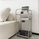 Storage Shelf Rack Stainless Steel 3 Tiers Side Shelving Table Bedroom Kitchen