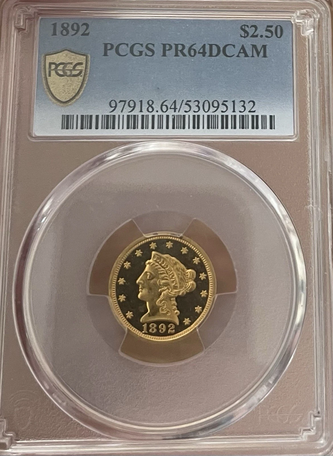 1892 PCGS PR64DCAM $2.50 Proof Gold Liberty Quarter Eagle