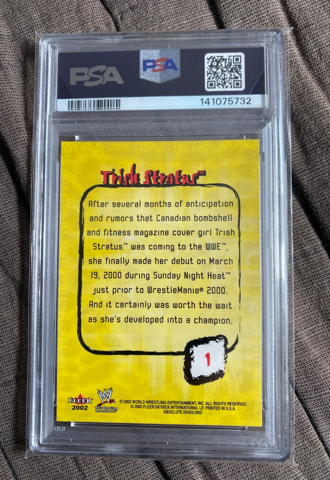 2002 FLEER WWE TRISH STRATUS ABSOLUTE DIVAS PSA 9, Card #1 view 2