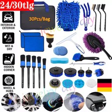 24-30tlg.Auto Reinigung Pinsel Set KFZ Detail Reinigungsbürsten Putztuch Schwamm