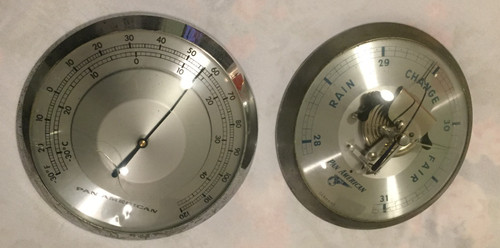 Vintage Pan American Airlines Barometer & Thermometer  Pair Made in Germany READ