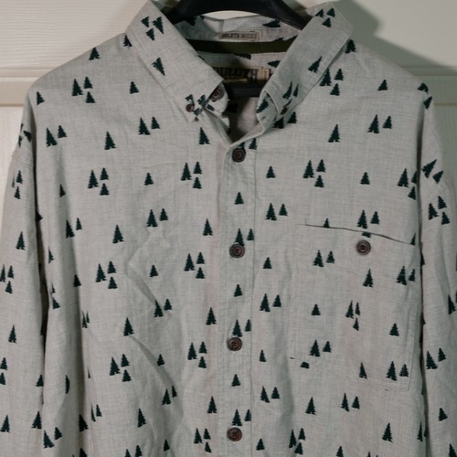 Duluth Trading Co Untucked 2XL Pine Tree Print Button Down Shirt Cotton